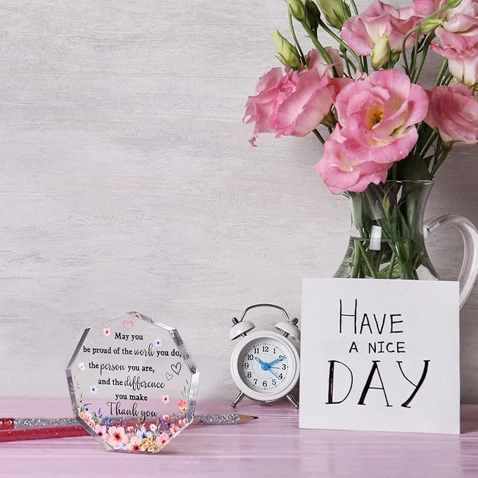 Yinder Thank You Gifts for Women Appreciation Gifts for Coworker Employee Nurse Teacher Leader Boss Inspirational Quotes Acrylic Desk Decor for Home Office Farewell Retirement