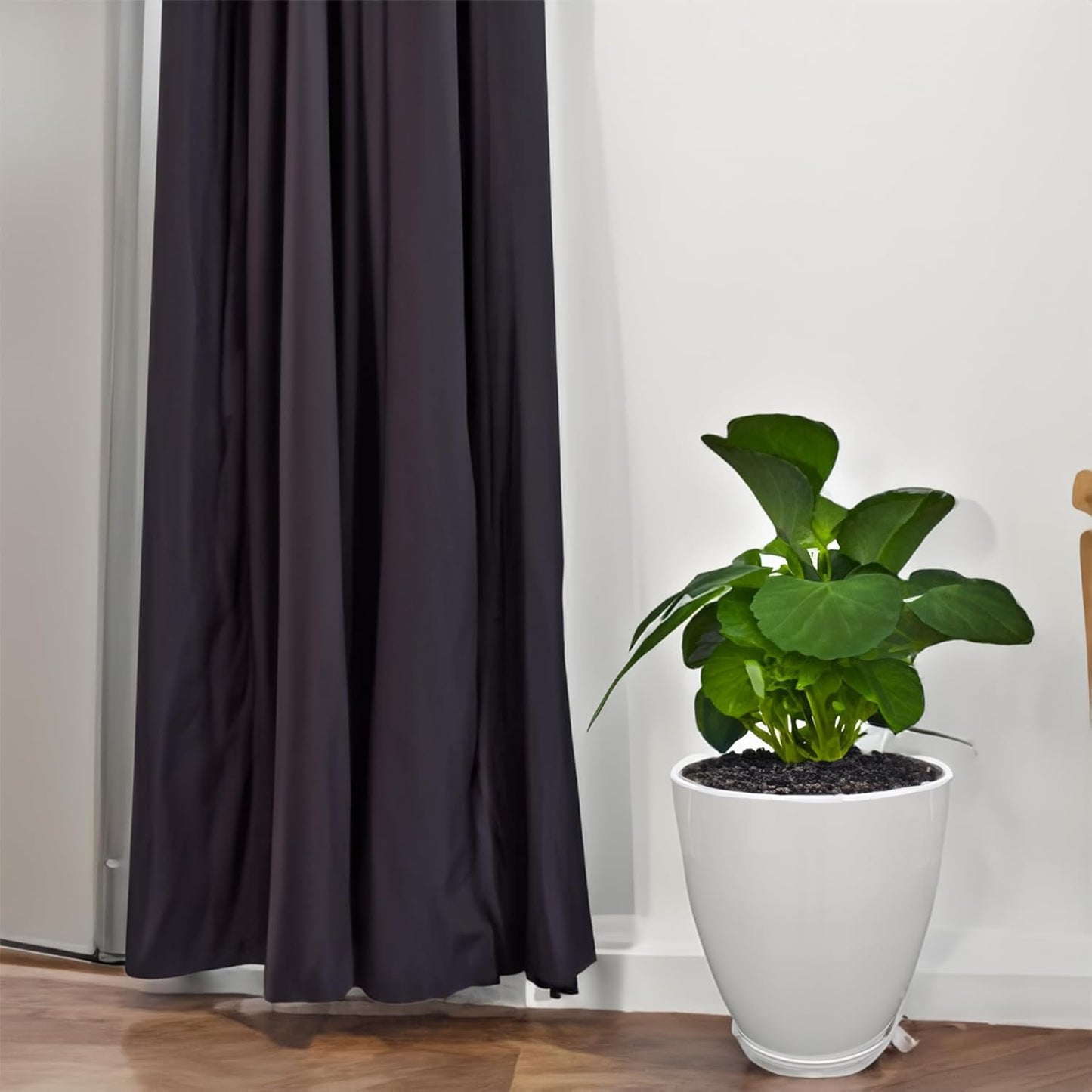 FixtureDisplays® 11.8" Diameter 11.8" Tall White Plant Pots, Plastic Flower Pots with Drainage Holes and Saucers for Indoor and Outdoor 15748-NF