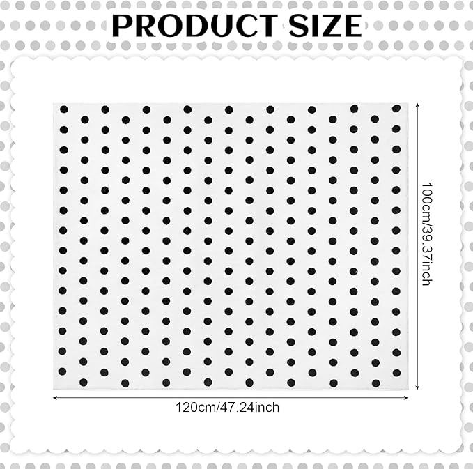 3.3 x 4ft Calming Corner Items Calm Down Classroom Rug Black and White Polka Dots Reading Corner Soft Fluffy Rug Anti-Skid Floor Mat for School Living Bedroom Playroom