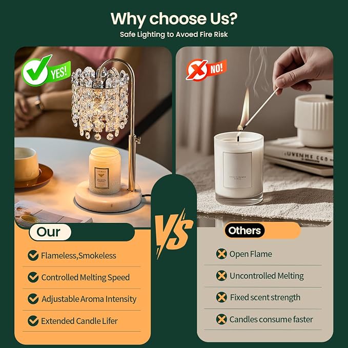 Candle Warmer Lamp with Timer Dimmer Adjustable Height for New Home Bedroom,Vintage Home Decor for Scented JaR 3 Bulbs for New Home Decor, Women Mom Christmas Birthday Gifts, French Gold