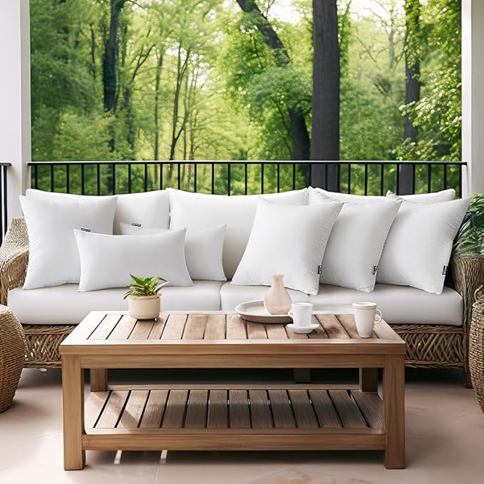 MIULEE Pack of 4 18x18 Inch Outdoor Pillow Inserts Waterproof Decorative Throw Pillow Insert, Square Lumbar Garden Pillow Form for Patio Sofa Couch