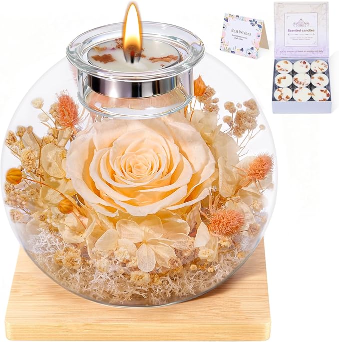 Mothers Day Rose Gifts for Mom Birthday Gift for Women Preserved Rose in Glass Dome with 2 Fragrances Eternal Purple Roses Forever Flowers for Delivery Mothers Day Flower Gifts for Mom Grandma Wife
