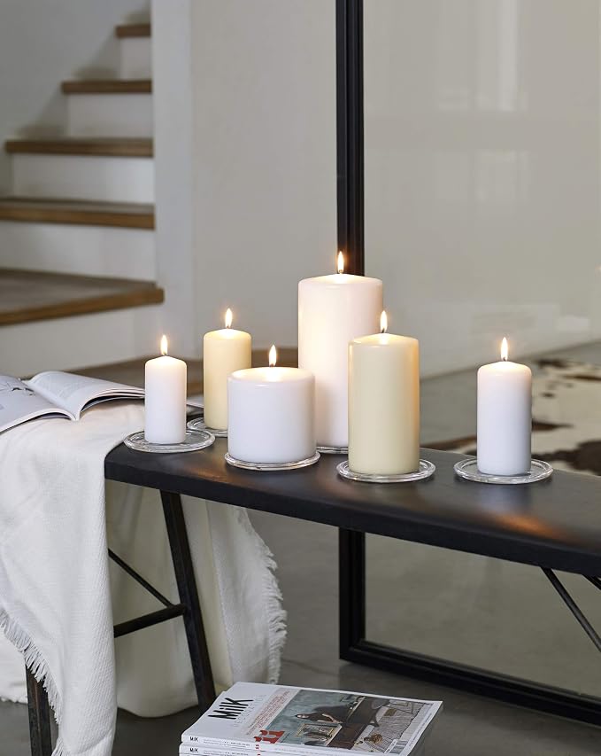 BOLSIUS 12 White Pillar Candles Bulk - 3x6 Inches Candle Set - 70+ Hours Clean Burning - No Palm Oil - 0% Animal Fat - Premium European Quality - Unscented Dripless Party Pillars