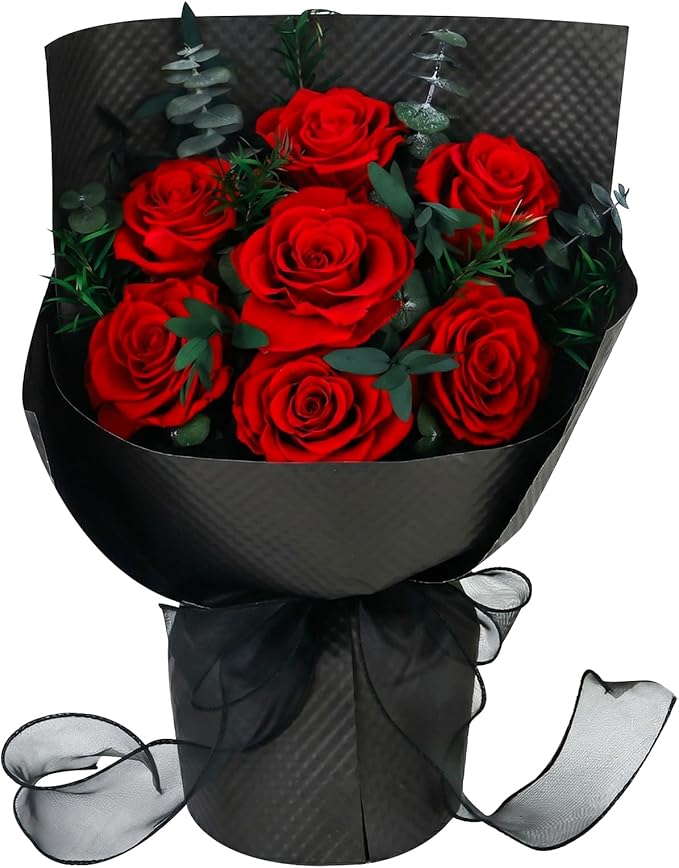 Flowers for Delivery, 7 Red Roses Preserved Flowers Bouquet with Gift Box, Forever Roses Mothers Day Gifts for Mom, Birthday Day Gifts for Women, Wife, Her, Grandma on Valentines Anniversary Proposal