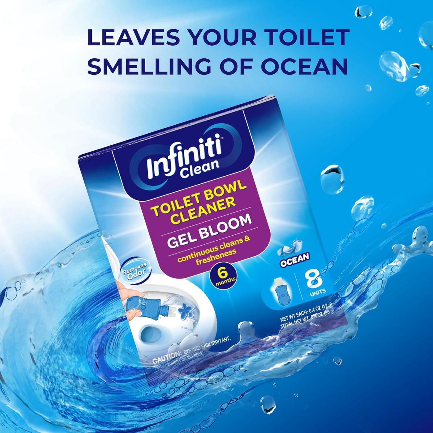 Toilet Gel Stamp - 8 Packs Toilet Bowl Cleaner Gel with Automatic Click, Freshener for Toilet Maintenance, 3.4oz, 6 Month Supply (Ocean)