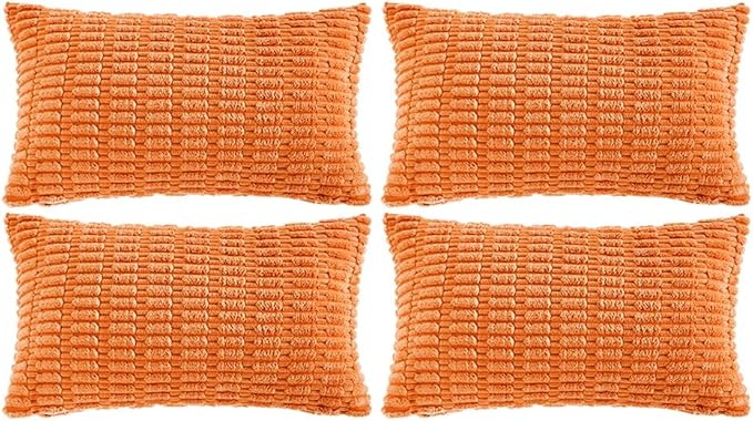 Fancy Homi 4 Packs Decorative Throw Pillow Covers for Living Room Couch Bed, Modern Farmhouse Boho Home Décor Accent Cushion Case, 20" x 12" (Pack of 4), Orange