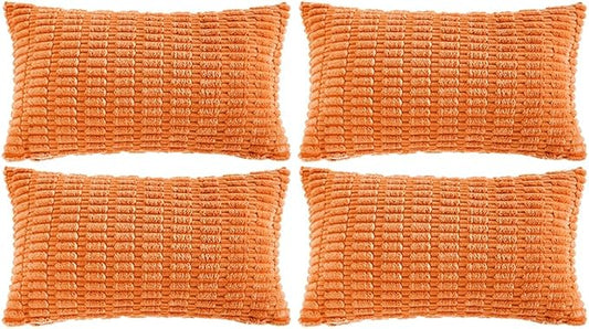 Fancy Homi 4 Packs Decorative Throw Pillow Covers for Living Room Couch Bed, Modern Farmhouse Boho Home Décor Accent Cushion Case, 20" x 12" (Pack of 4), Orange