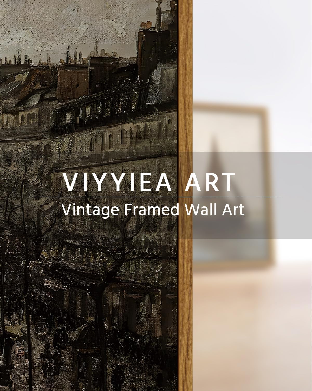VIYYIEA Framed Canvas Wall Art Home Decor for Living Room Classical Cityscape Artwork Wall Decorations Vintage Oil Painting Prints Parisian Street Wall Decor Bathroom Wall Pictures Farmhouse 12x16in