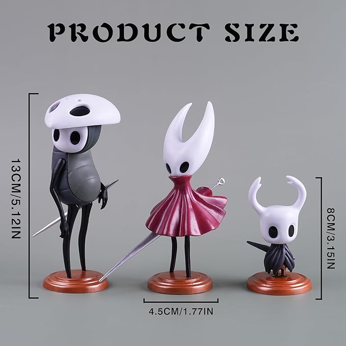 Knight Figure Statue Set 3PCS, Hollow Knight Merch Action Figure, Home Decor Cartoon Collectible Figurine, Car Dashboard Ornament Cute Figure Collectible, Popular Game Gift for Enthusiasts. (Set 3PCS)