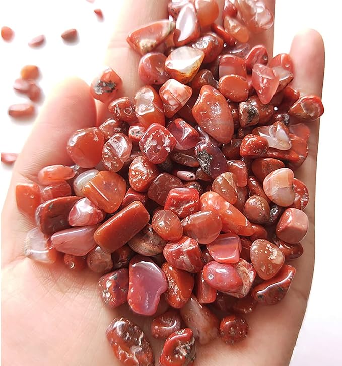 WAYBER Decorative Stones, 1 Lb/460g (Fill 0.9 Cup) Natural Red Agate Pebbles Irregular Crystal Rock Gravel for Aquarium Turtle Tank Decoration/Succulent Plant Landscape/Flowerpot Vase Ornament