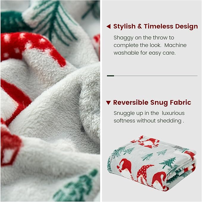 Cozy Bliss Gnome Throw Blanket Christmas Blanket Warm Plush Throw Blankets,Ultra Soft Cozy Throw Blankets for Couch,Sofa and Bed (Xmas Gnome Family,50"x60")