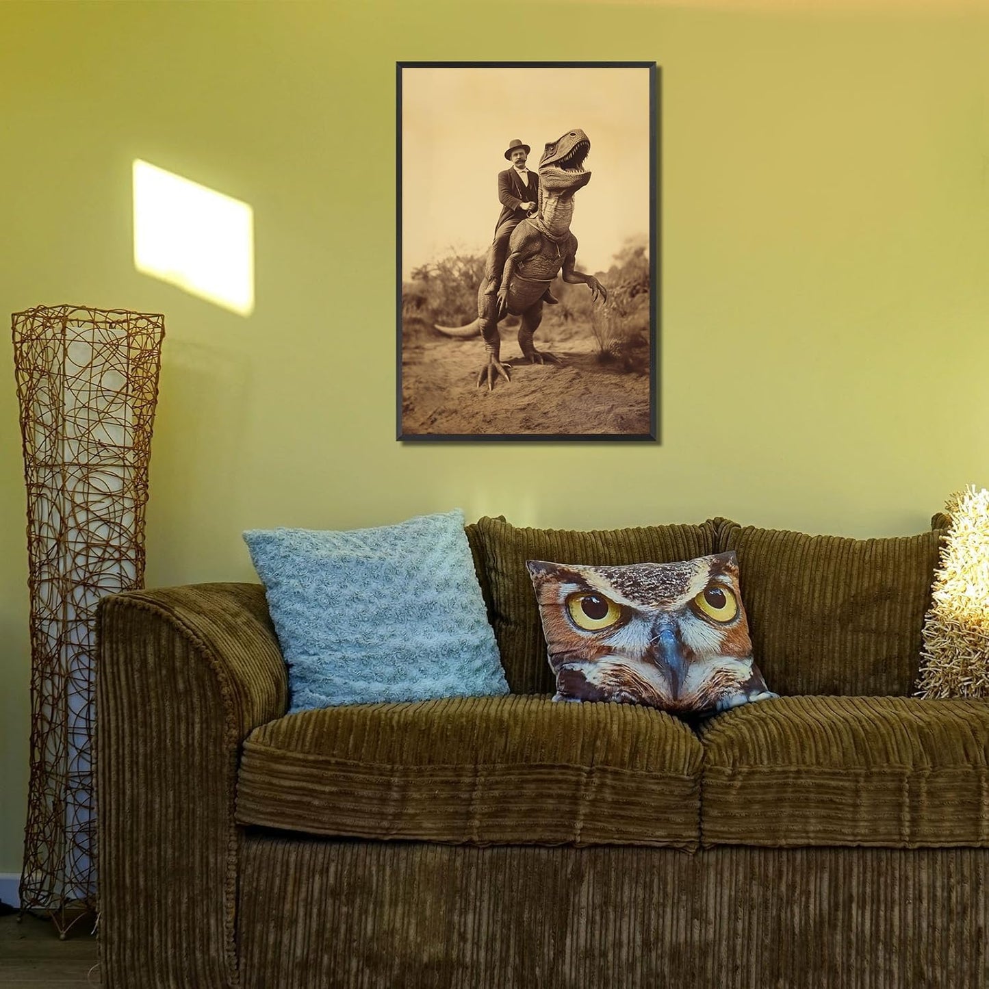 Generic Goth Decor Antiqued Wicca Art Poster Dark Academy Dinosaur And Cowboy Canvas Wall Art Horror Posters Spooky Indoor Art Family Bedroom Office Space Decor 16X24inch Aluminum Framed