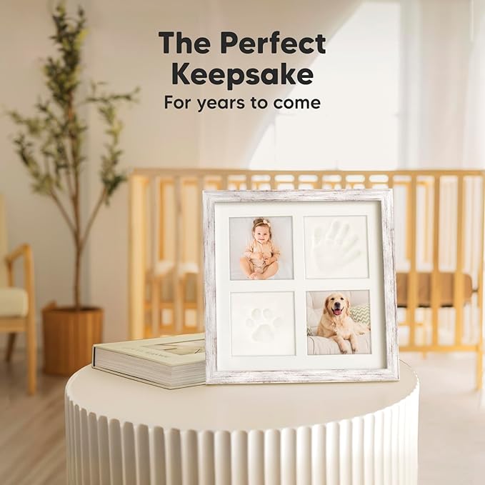 KeaBabies Baby Hand and Footprint Kit Maker and Pregnancy Journal Memory Book - Newborn Baby Handprint Footprint Keepsake Frame, Baby Gifts - 90 Pages Hardcover Pregnancy Book, Pregnancy Journals