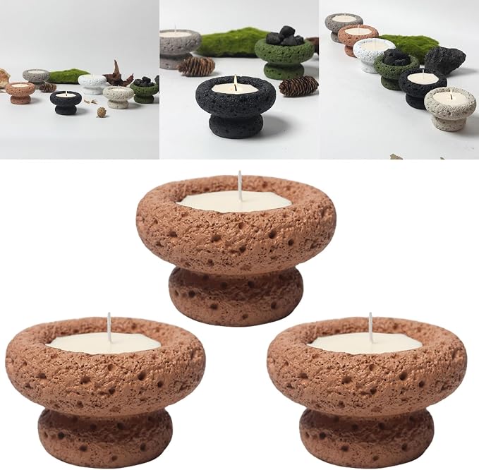 Cement Candle Container in Dark Orange, Stylish and Durable, Empty Cup for Wax Pouring and Aromatherapy, Perfect for Home Décor and Gifts, 3pc