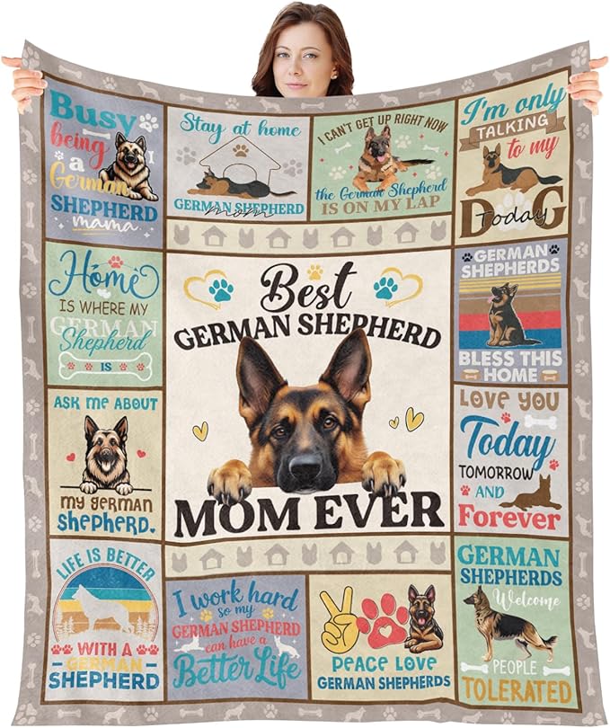 Wxiben German Shepherd Gifts for Women - German Shepherd Blanket for Dog Lovers/Owners German Shepherds Mom Gift Dog Birthday Throw Blanket for Home Sofa Couch Bed 60x50in