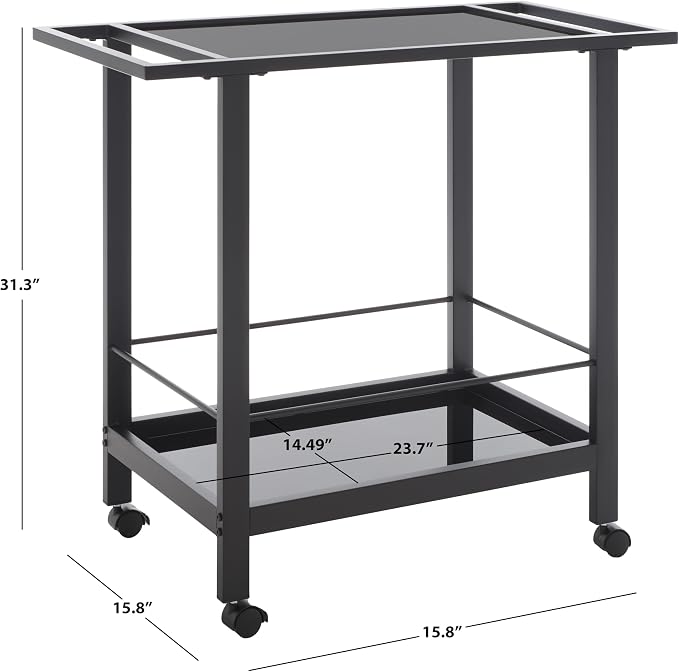 Safavieh Home Collection Gaelle Matte Black/Black 2-Tier Bar Cart with Handle