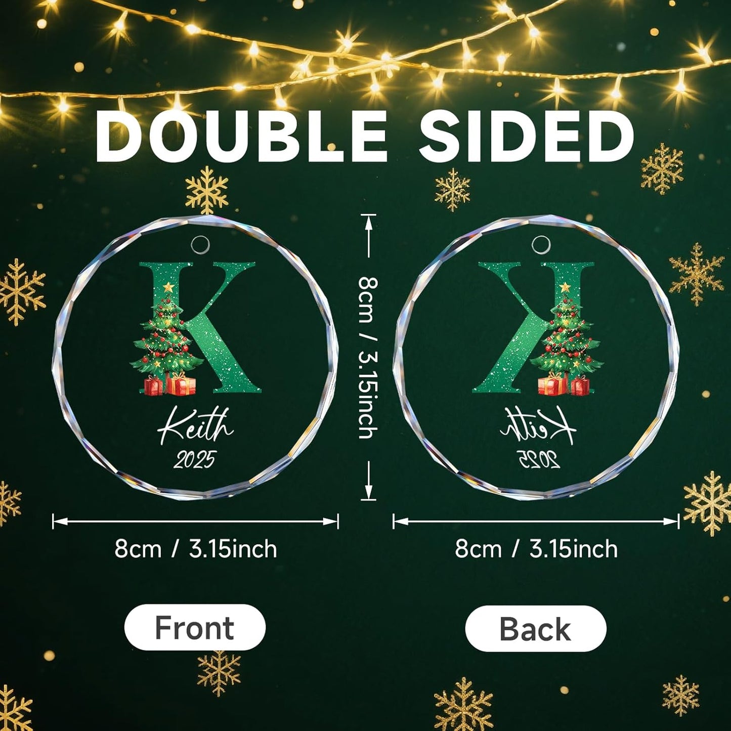 Personalized Christmas Ornaments with Names, Name Ornaments for Christmas Tree, Custom Initial Christmas Ornament for Kids and Adults, Stocking Name Tags