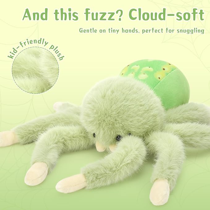 MorisMos 3 Pack Magnetic Foot Spiders Plush, Cuddly Adorable Spider Stuffed Animal Toys Set, Perfect Fun Gifts for Kids, Boys, Girls, Decoration, 8 Inch