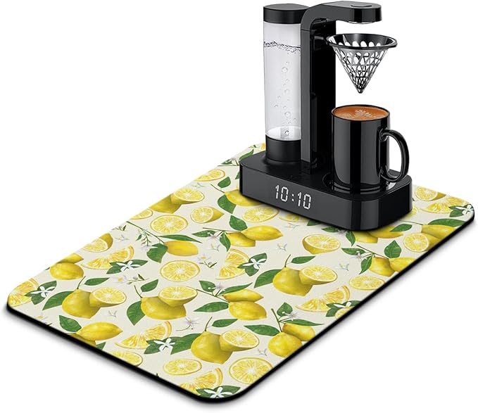 Fun Coffee Mat 23inx15in,Coffee Bar Mat for Countertops,Absorbent Hide Stain Anti-Slip Coffee Bar Accessories Fit Under Coffee Machine Mat,dish Drying Mats for Kitchen