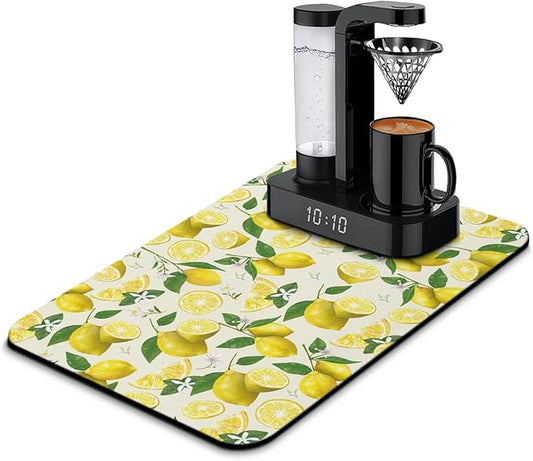 Fun Coffee Mat 23inx15in,Coffee Bar Mat for Countertops,Absorbent Hide Stain Anti-Slip Coffee Bar Accessories Fit Under Coffee Machine Mat,dish Drying Mats for Kitchen