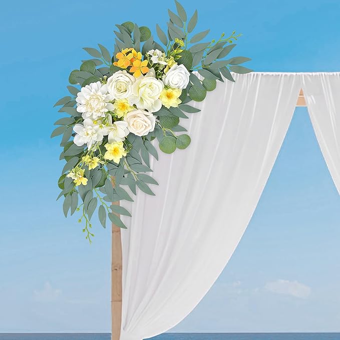 Yellow White Artificial Arch Flowers for Wedding, Party Backdrop Decor, Bridal Shower, Baby Shower and Reception (Yellow)