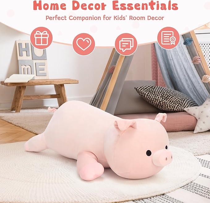 MaoGoLan Pink Pig Stuffed Animal Plush Pillow– 24" Giant Stuffed Pig Toy, Soft Hugging Piglet Toy for Kid Girl Boy & Adults, Perfect Piggy Birthday Gift, Baby Shower Party Favor Decor