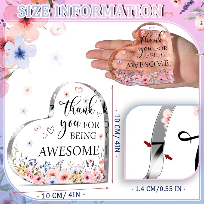 Yinder Thank You Gifts for Women Appreciation Gifts for Coworker Employee Nurse Teacher Leader Boss Inspirational Quotes Acrylic Desk Decor for Home Office Farewell Retirement