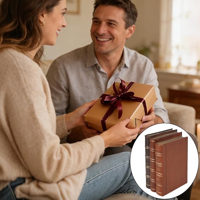 Guichifun Decorative Books Home Decor Accents - Resin Retro Classical Fake Books Faux Books Decoration Gifts for Men Coffee Table Shelf Decor for Living Room Decor 7.8 * 4.7 * 11 Inch