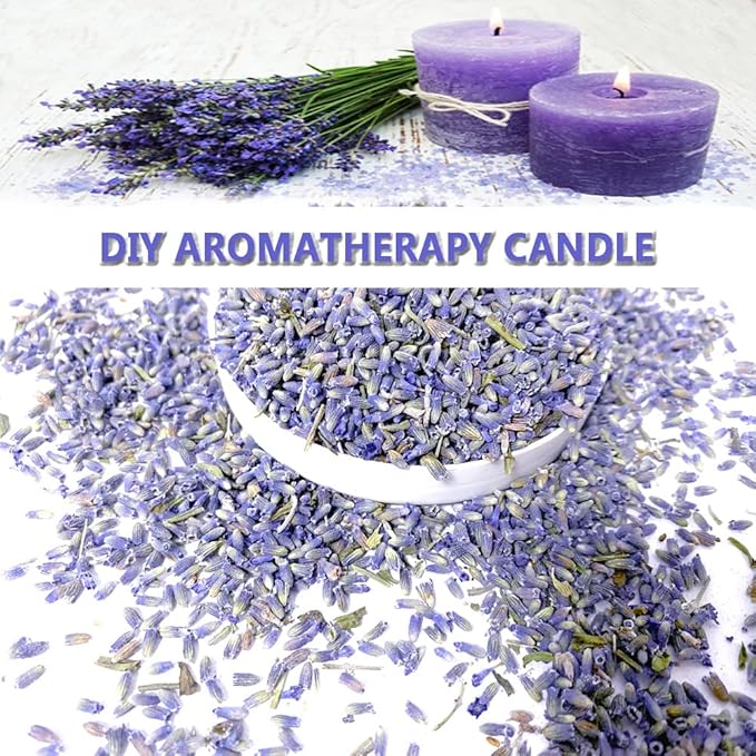 Dried Lavender Flowers, Natural Dried Lavender Buds, Fragrant Dried Lavender Bulk for Drawers and Closets, Wholesale Dried Flowers for Soap, Candle, Sachets, DIY (1 Pound)