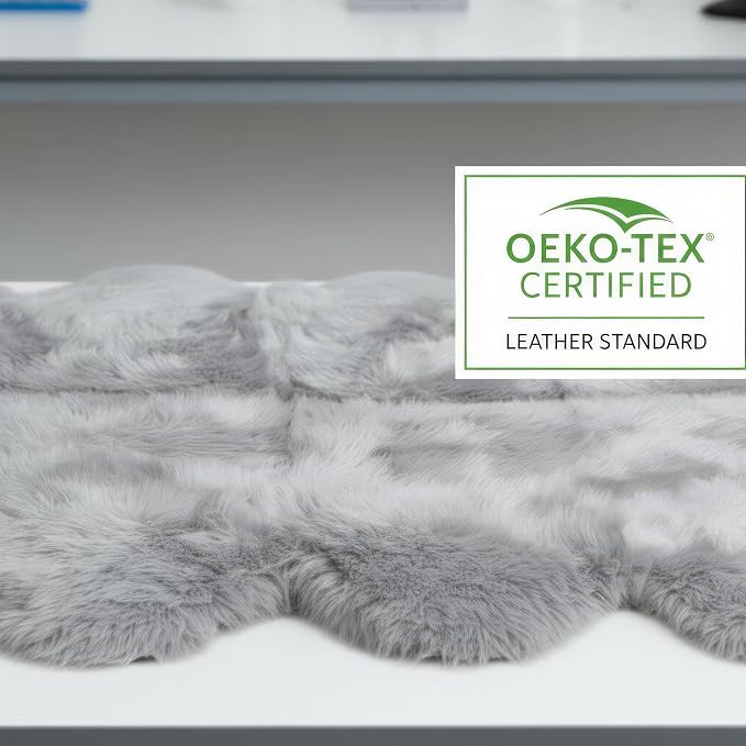 Premium Genuine Sheepskin Rugs for Living Room - Large Size Sheep Skin for Bedroom - 6' x 8' Long Fur Soft & Natural Fluffy Area Rug, Silver Gray, Eight Pelt