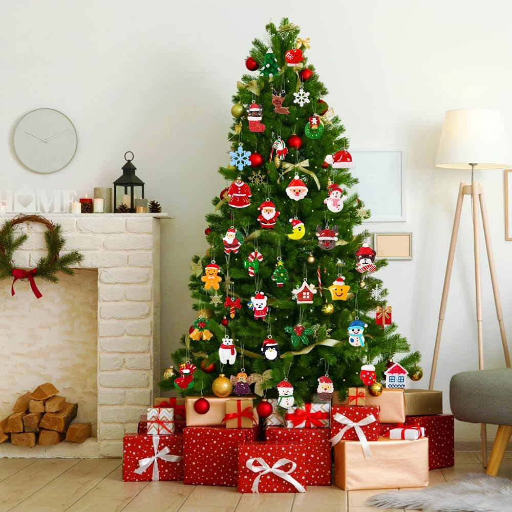 YUJUN 36pcs Mini Resin Ornaments Set - Christmas Tree Decoration, Small Miniature Figurines for Hanging Ornaments