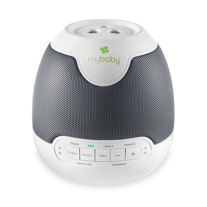 MyBaby Lullaby Sound Machine & Projector – Baby Sleep Machine Plays 6 Sounds & Lullabies, Projects Soothing Images - Auto-Off Timer, Adjustable Volume, Great for Baby Registry and Baby Shower Gifts