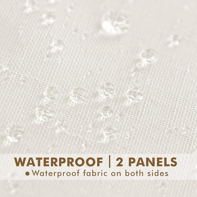 HolidayIdeas 4 Panels Outdoor Ivory Sheer Curtains for Patio Waterproof 110x95 Inch-Extra Wide Voile Outside Curtains Light Filtering Grommet Drapes for Gazebo, Front Porch, Patio, Pool
