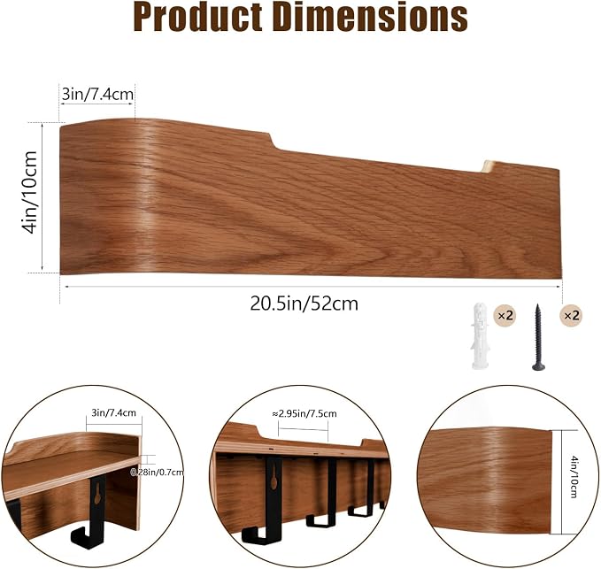 Coat Rack Wall Mount with Hidden Hooks, Wall Hooks with Shelf, Wall Key Holder Mount Wooden Shelf Entryway Hooks for Bedroom Bathroom for Hanging Coats Hats Bags Towels (Walnut, 5 Hooks)