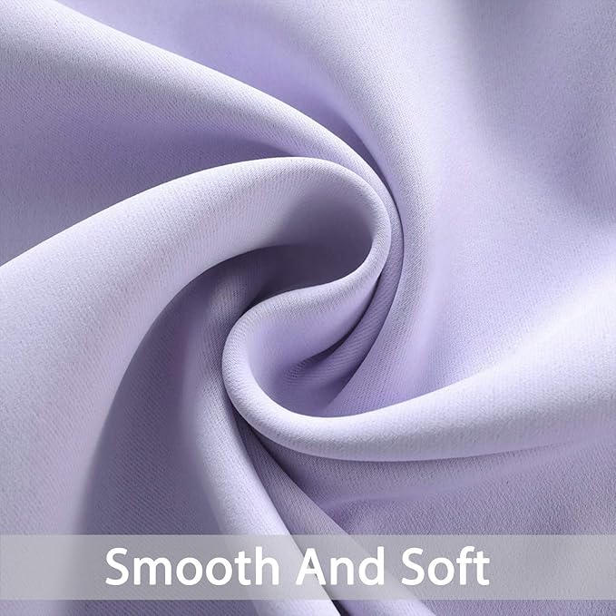 Yakamok Blackout Curtains 96 Inch Length Lilac Room Darkening Thermal Insulated Grommet Top Light Blocking Window Treatment Drapes for Bedroom Living Room (2 Panels, 52 x 96 Inch, Lavender)