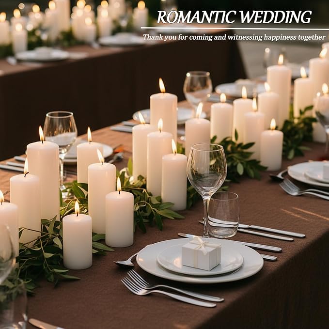 36 Pcs White Pillar Candles Bulk Set，3 Different Lengths 2 x 3/4/6 Inch (6 Each)，Hurricane Candles，Dripless Unscented Smokeless，Gives You a Better Atmosphere When Organizing an Event Party.