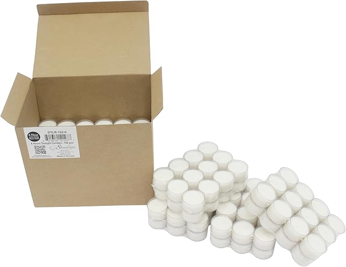 Stonebriar 48 Count White Unscented Smokeless Long Burning Clear Cup Tea Light Candles with 6 to 7 Hour Burn Time