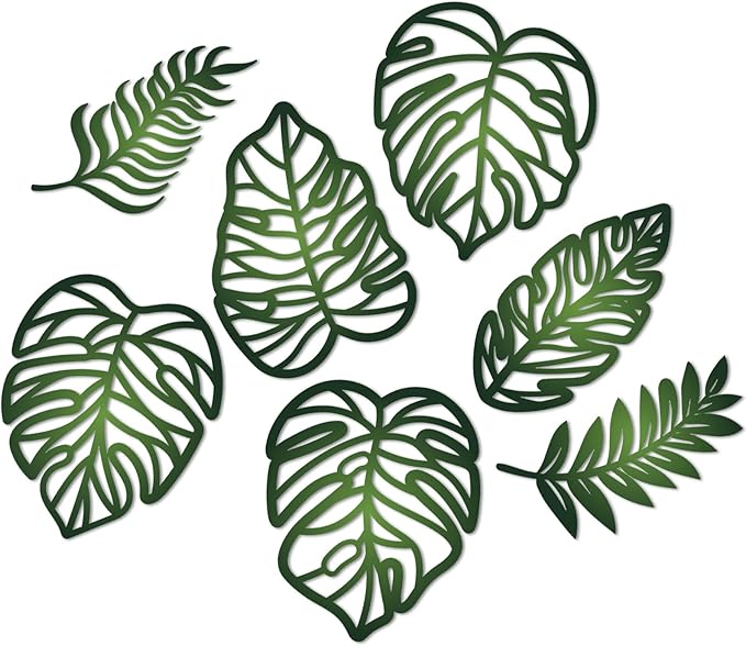 Namalu 7 Pcs Tropical Wall Decor Jungle Monstera Wall Art Boho Palm Leaf Wooden Decoration Tropical Nursery Decor Vintage Natural Monstera Leaf Plaque for Farmhouse Kitchen Bedroom Garden(Green)