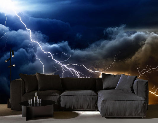 Dark Cloud Wallpaper Natural Scene Lightning Wall Mural for Boys Girls Bedroom Living Room Office (Not Peel n' Stick)