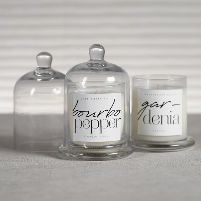 Zodax Apothecary Guild Scented Jar Candle with Glass Cloche, 10.19 oz - Gardenia