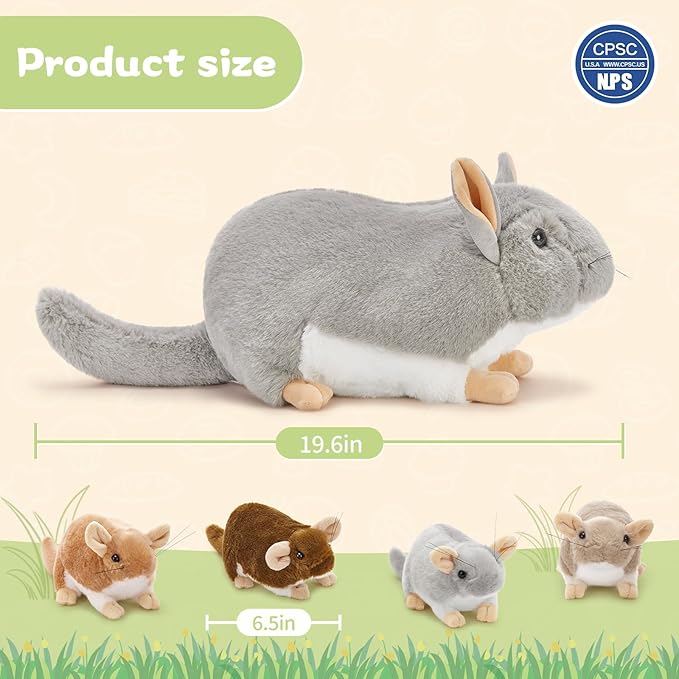 MorisMos 5Pcs Mouse Stuffed Animals, 19inch Mom Rat with 4 Babies Halloween Stuffed Mice Plush Gifts Kids, Boys, Girls