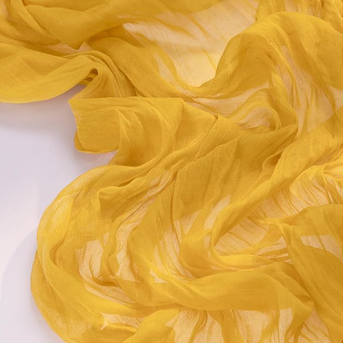 Socomi 6pcs Gold Yellow Easter Spring Cheesecloth Table Runner Boho Rustic Gauze 120 inch 10FT Cheese Cloth Runner for Wedding Party Baby Shower Birthday Home Decor Holiday Decorations