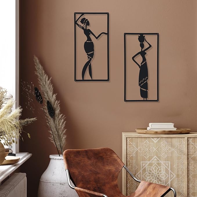 CHENGU 3 Pieces Metal Minimalist Abstract Woman Wall Art Line Drawing Wall Art Decor Single Line Female Home Hanging for Kitchen Bathroom Living Room(Artistic Body)