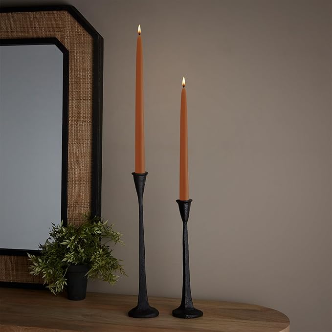 Root Candles 12-Count Unscented Taper Candles Smooth Hand-Dipped Dripless Beeswax Enhanced Boxed Candle Set, 9-Inch, Rust
