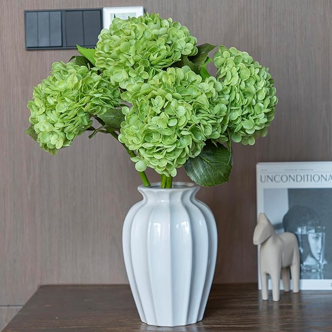 DUYONE 4Pcs Green 22 inch Lifelike Artificial Hydrangea, Large Flowers Artificial Flowers Dry Flowers Outdoor Wedding Christmas Office Family Party Living Room Table Decoration