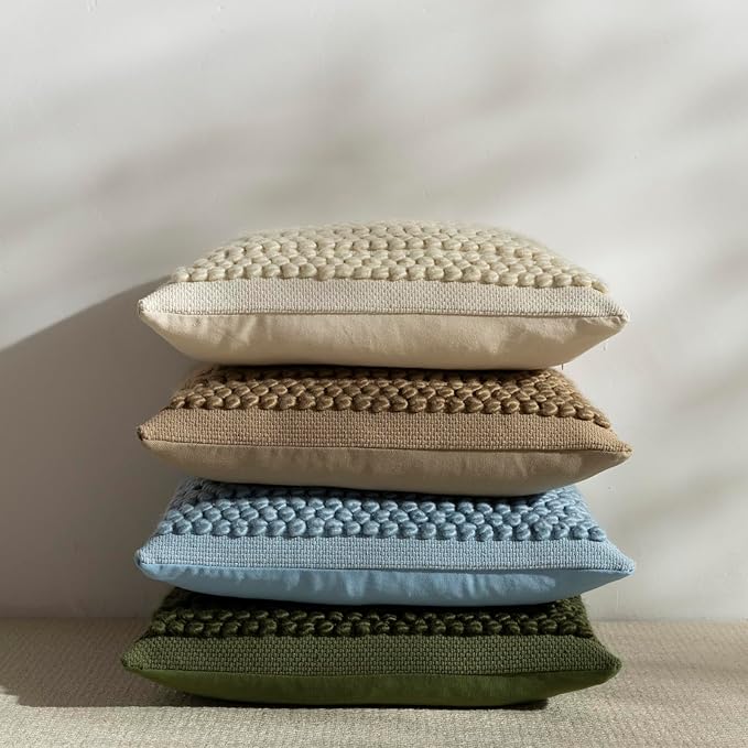 DEZENE Wool Boucle Lumbar Pillow Cover Premium Chic Accents Rectangular Textured Decorative Throw Pillow Case for Living Room Couch Sofa Home Decor 12"x20" Olive Green Christmas