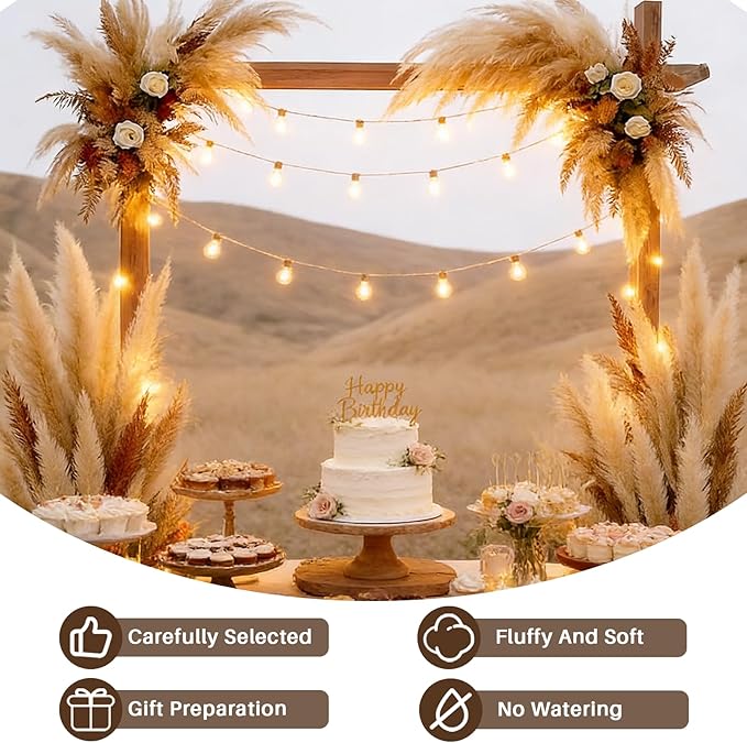 12 Stems 46" Tall Pampas Grass Decor for Floor Vase Large Dried Pampas Grass, Extra Fluffy Natural Dried Flowers for Home Living Room, Boho Wedding Decor, Modern Farmhouse Floral Arrangements