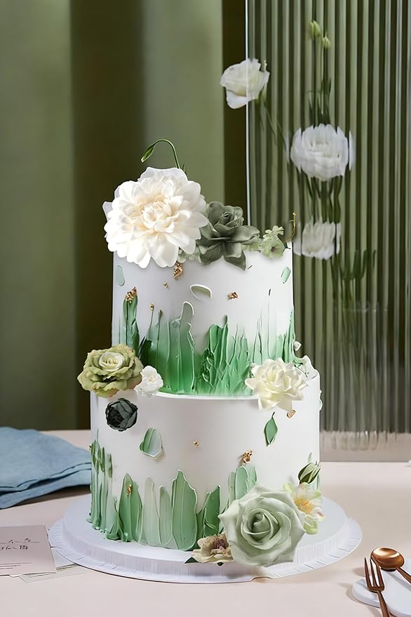 rongflower Forest Green Artificial Flowers Combo Box Set Silk Flowers Fake Rose for DIY Floral Arrangements Wedding Bouquets Centerpieces Baby Shower Party Home Decorations