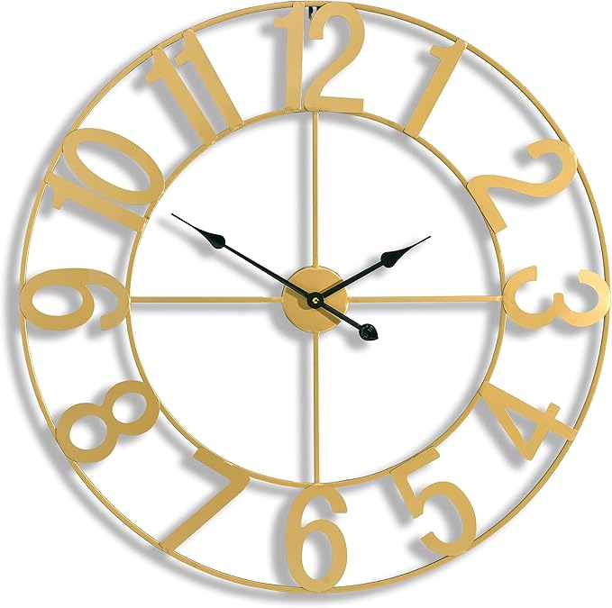 Sorbus Large Wall Clock for Living Room Decor - Wall Clock for Kitchen - 32 inch Big Wall Clock Decorative - Metal Wall Art - Analog Large Clock for Bedroom, Home, Kitchen, Office, Wall Decor (Gold)