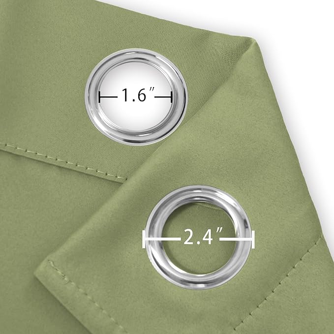LEMOMO Sage Green Blackout Curtains 52 x 63 Inch Length/Set of 2 Curtain Panels/Thermal Insulated Room Darkening Curtains for Bedroom and Living Room